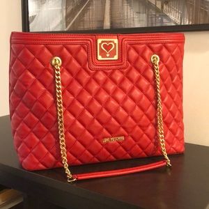 Red Quilted Leather LOVE MOSCHINO